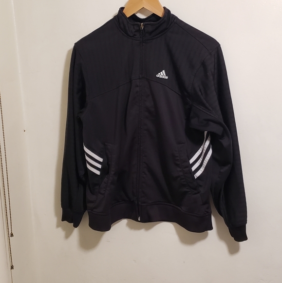 adidas Other - Adidas Black Three White Stripe Track Jacket Size Large
